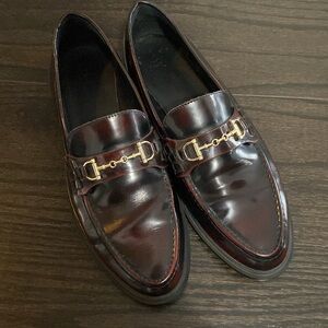 Massimo Dutti Dark Brown Loafers with Gold Accent